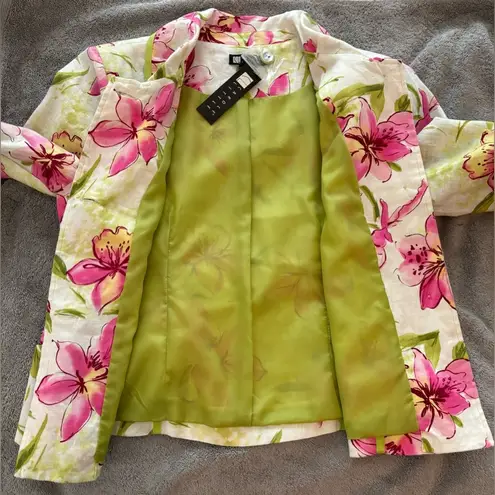 carole little Floral Linen Jacket