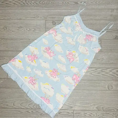 Nick & Nora  flying pig sleeveless sleep dress sleepwear pajamas ruffle nightgown - Image 1