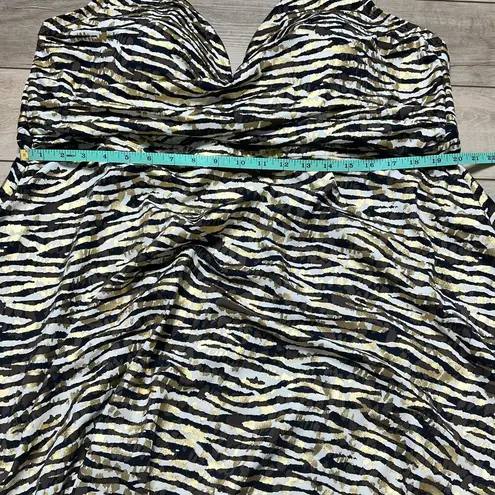 Swimsuits For All Swim Dress Handkerchief Hem Metallic Zebra Print Size 28 Tan