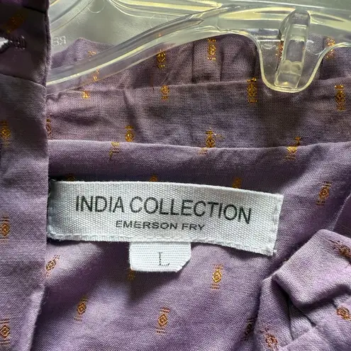 Emerson Fry India Collection Emmaline Lavendula Gold Dot Blouse size large Purple