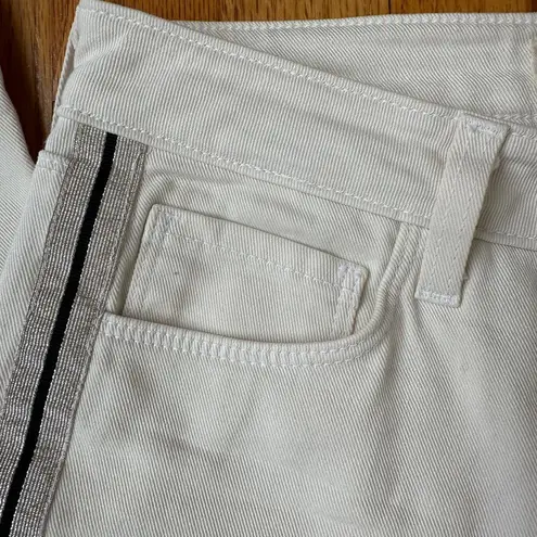L'Agence Size 24 (US Size 0) Skinny Jeans - White with Metallic Side Stripe