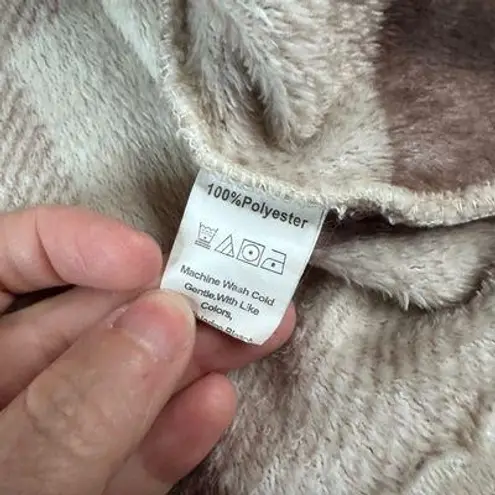 None Buffalo Check Fleece Pullover Women’s Brown Cream Plaid Quarter Zip Sherpa Style