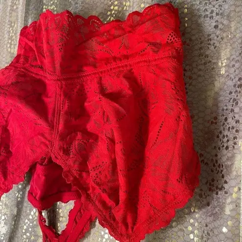 Aerie  Lipstick Red Floral Lace Racerback Bralette XXL