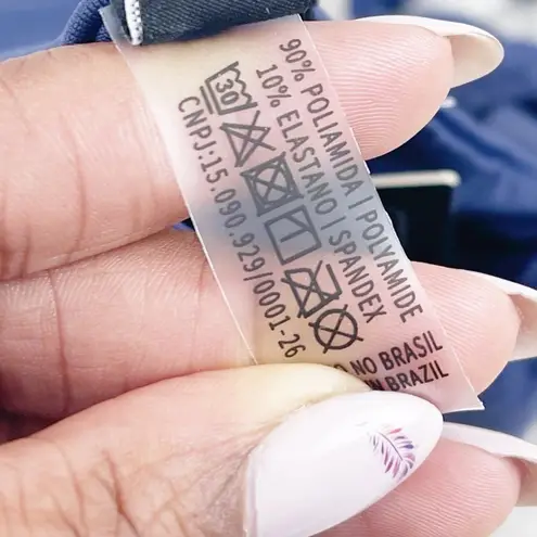 So De Mel SWIM Carlotta Deep V Neck Maillot One Piece Swimsuit Blue Size Medium