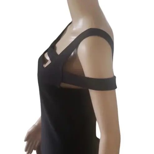 Frederick's of Hollywood Size L Black Jumpsuit Flare Leg Playsuit Catsuit Straps