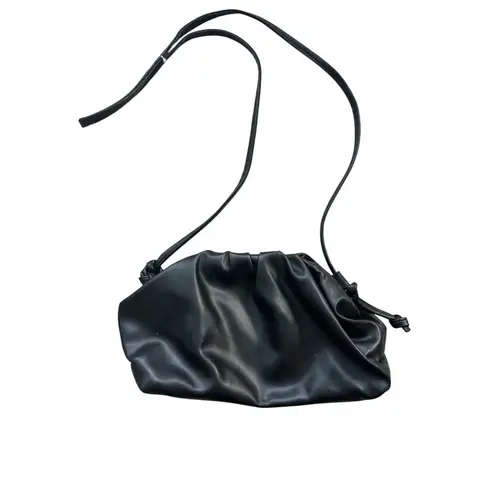 BLACK Ruched Clamshell Structured Crossbody Bag