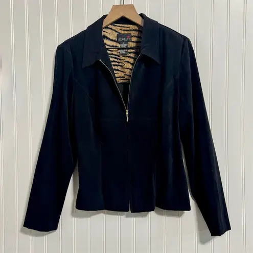 Scarlett VTG Skirt Suit Set Size 12 Black Animal Print Mob Wife Office Siren Y2K