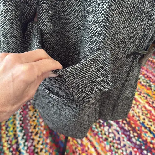 Whistles Black & Gray Tweed Toggle Horn Button Up Hooded Pea Coat Size 4