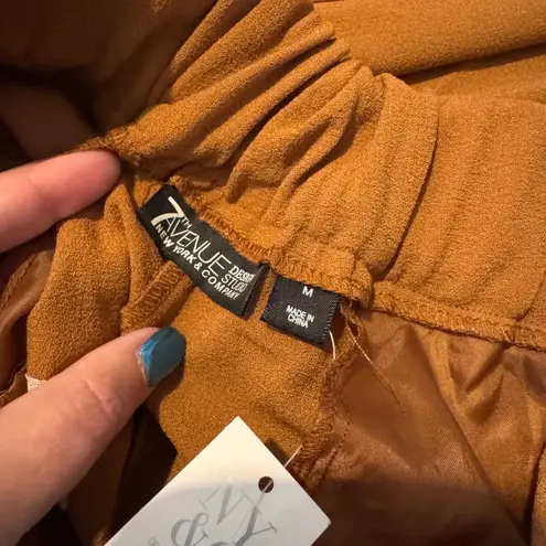 NWT 7th Avenue NY&C New York & Company Belted Wide Leg High Waist Pants M Brown Size M