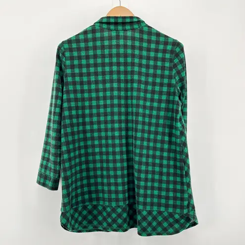 John Mark Women's Green Black Buffalo Check Long Sleeve Tunic Top Medium