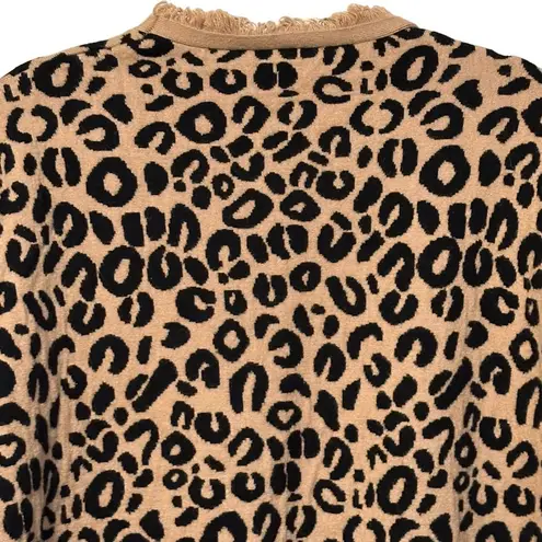 THML Leopard Print Sweatshirt Gray Contrast Sleeves Size Medium