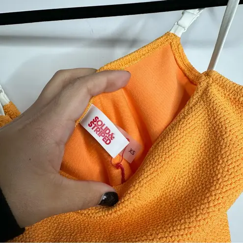 Solid & Striped NWT Nina Belted Textured One Piece Swimsuit in Marigold