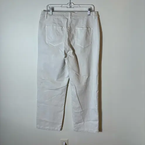 J. Jill High‑Rise Angled‑Pocket Wide‑Leg Jeans in Ivory Size 14P White