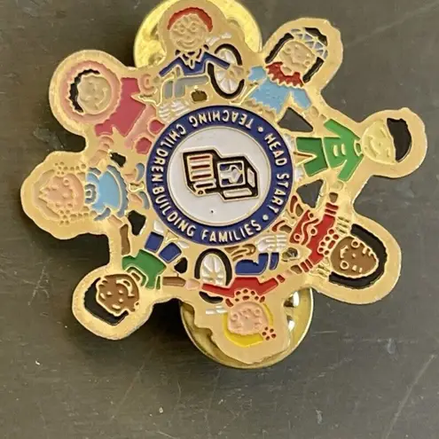 Head Start is Building Families Teaching Children School Teacher Education Pin Gold