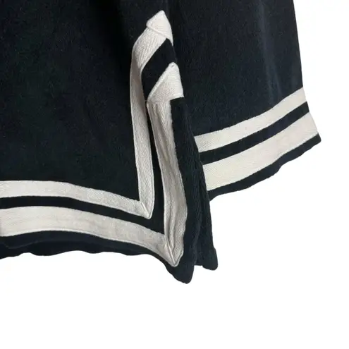 525 America Black White Trim Long Sleeve Split Neck Tunic Sweater Size M