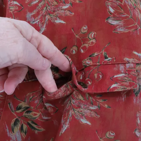 Christopher & Banks Vtg 90s Floral Button Down Shirt Jacket Womens Shacket Western Stretch Size L