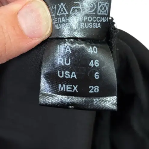 Vassarette Vassa & Co Dress Black Satin Collared Midi Shirt Dress sz 6 Long Sleeve Buttons