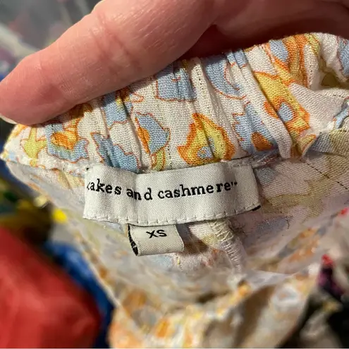 Cute tiered ruffle midi metallic thread boho floral pull on skirt festival fairy Orange Size XS