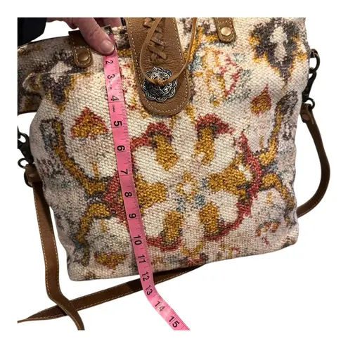 Myra Bag Tapestry Tote Crossbody Convertible Boho Southwest Carpet Shoulder Bag Brown