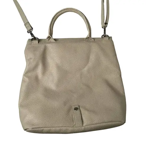 Kenneth Cole  Reaction Fold Over Purse Handbag Crossbody Faux Leather Tan Cream