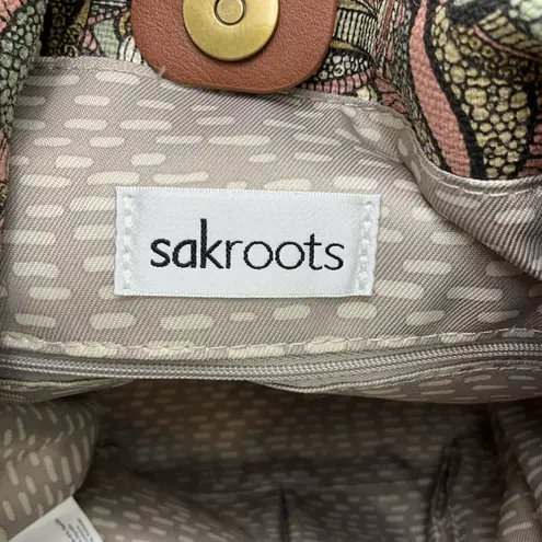 Sakroots Shoulder Bag Brown Paisley Floral Print Magnetic Snap Closure W Tassel - Image 7