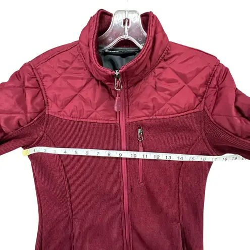 Swiss Tech Jacket Women S Maroon Red Full Zip Knit Pocket Quilted Lined Outdoors