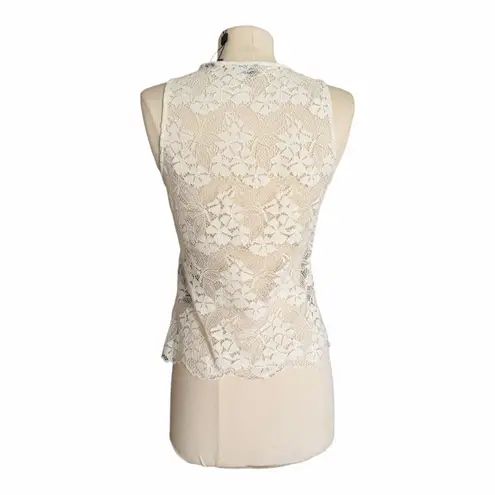 The Kooples Stretch Lace Fitted Tank Top Off White Round Neck Women’s Size 1 NWT
