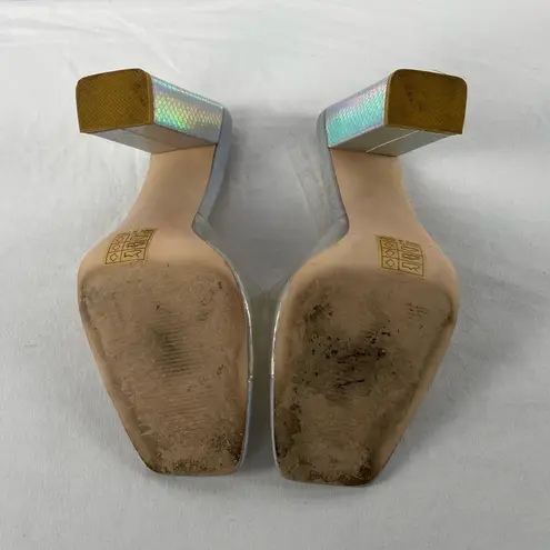 Simmi London Metallic Snakeskin Square Toe Heeled Mule Size 7