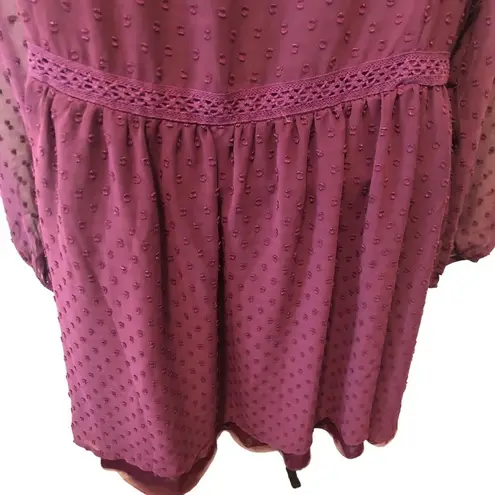 Matilda Jane Purple Polka Dot Festive Fancy Empire-Waist Dress Sz. M Long Sleeve