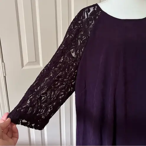 Julian Taylor | Plum Purple A-Line Dress 3/4 Length Lace Sleeves | Plus Sz 20W
