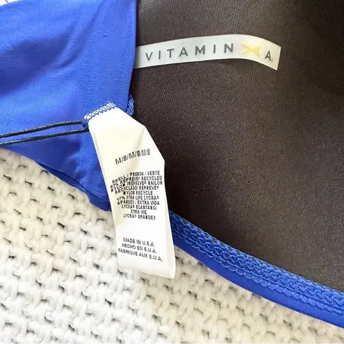 Vitamin A Ruched Bandeau Bikini Top NWT 8 Removable Halter Strap Tie Back Medium