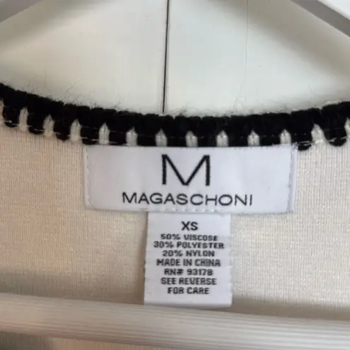 Magaschoni white with black whip stitch detail open cardigan coat xs