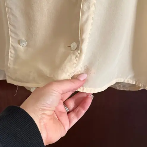 80s Vintage OMANTI 100% Silk Double Breasted Button Down Blouse Shirt Jacket 10 Size M