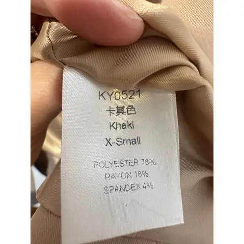 CICY BELL Womens Casual Tan Open Front Blazer Work Office Button Blazer XS NWT