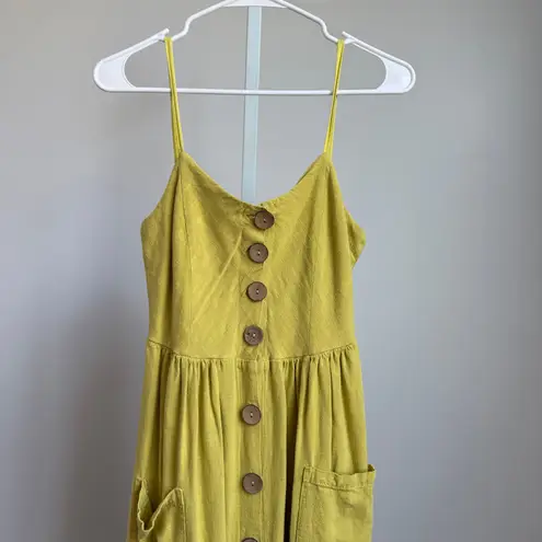 Vintage Havana sz M yellow linen midi dress