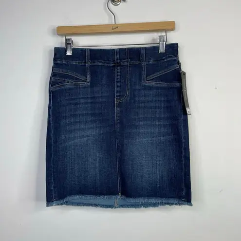 Liverpool Josette Dark Wash Stretch Denim Jean Raw Hem Straight Skirt 8 29 New