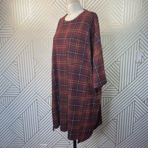 ZARA ‎ Dress Plaid Oversized Short Sleeve T-Shirt Red Check Dress Size Medium