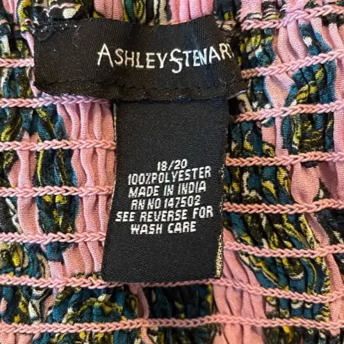 Ashley Stewart Women Top 18/20 Paisley Smock Bodice Short Kimono Sleeve Babydoll