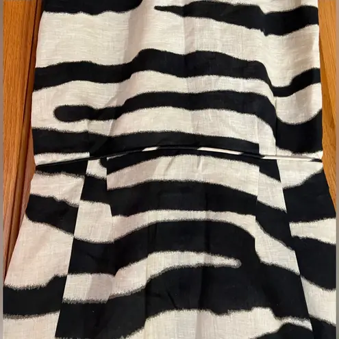 Banana Republic  Zebra Print Linen Cocktail Sheath Dress Cap‎ Sleeve Size 0