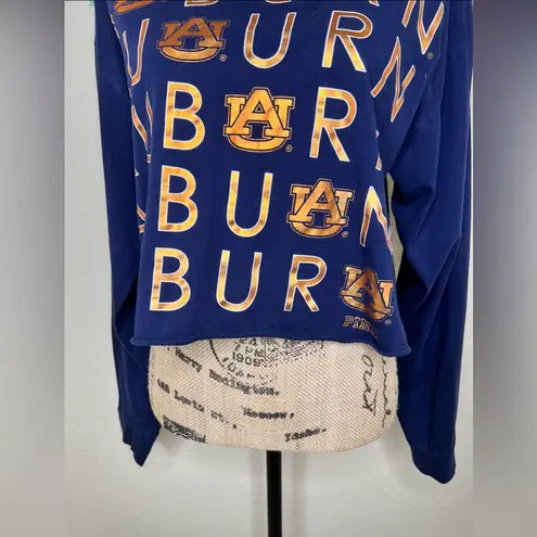 PINK - Victoria's Secret NTM Navy & Metallic Orange Collegiate Auburn Crop Top Sz M