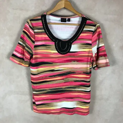 Rafaella Retro Short Sleeve Braided T-Shirt Medium