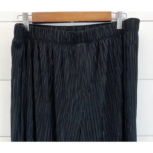 NEW Simply Emma Plus Size Plisse Pleat Culottes Black Slinky Stretchy Pull On