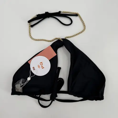PILYQ PQ SWIM Gwen Bikini Top Size Medium NWT Black Gold Chain Swim Glam Halter