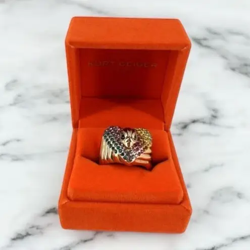 Kurt Geiger NWT Multi-color Crystal Eagle Ring Large Size 9 Rainbow Pave