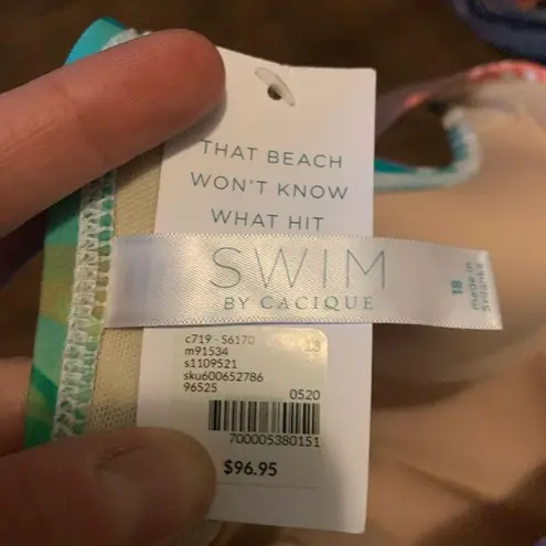 Cacique Swim by multicolored tropical floral ruched 18 one piece