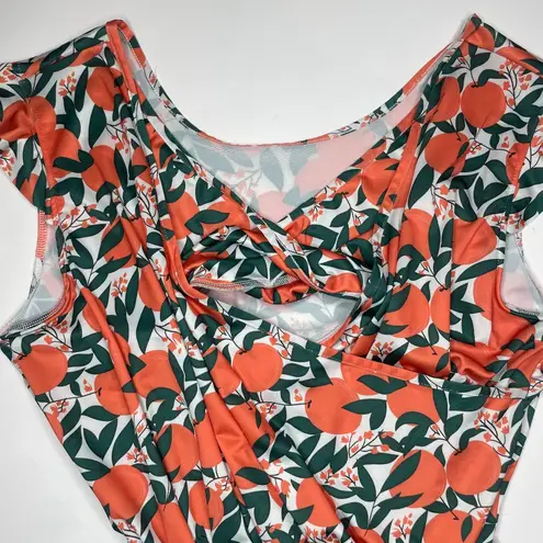 Plus Size 2XL Orange Citrus Fruit Print Romper V