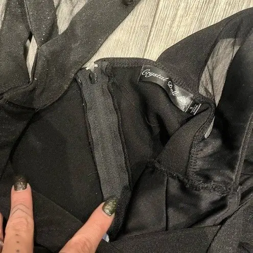 Crystal Doll Size 3 Women’s black blue and white maxi dress with zipper and clip