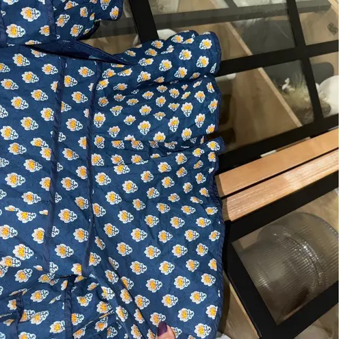 Hunter Bell  Blayne Puff Sleeves Poplin Peplum Top blouse block print floral navy