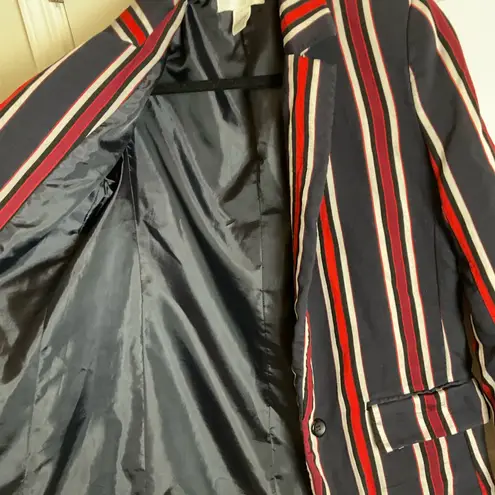 H&M  Red Blue White Striped Blazer size 8 - Image 6