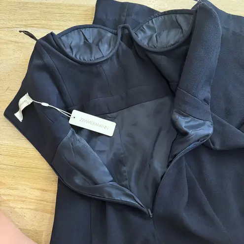 Zimmermann Crepe Strapless Dress in Navy NEW